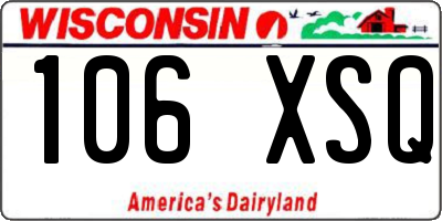WI license plate 106XSQ