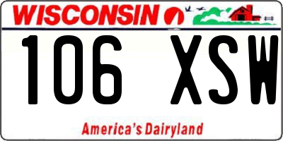 WI license plate 106XSW