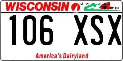 WI license plate 106XSX