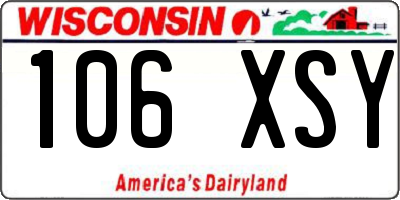 WI license plate 106XSY