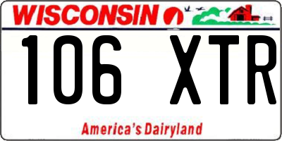 WI license plate 106XTR