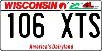 WI license plate 106XTS