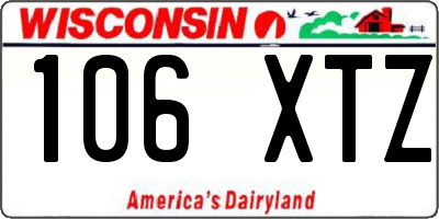 WI license plate 106XTZ