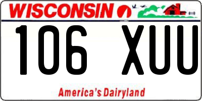 WI license plate 106XUU