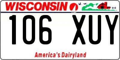 WI license plate 106XUY