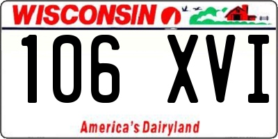 WI license plate 106XVI
