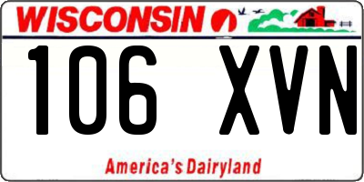 WI license plate 106XVN