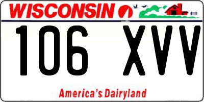 WI license plate 106XVV