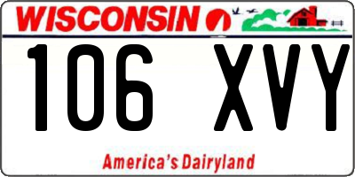 WI license plate 106XVY
