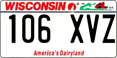 WI license plate 106XVZ