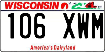 WI license plate 106XWM