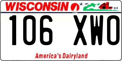 WI license plate 106XWO