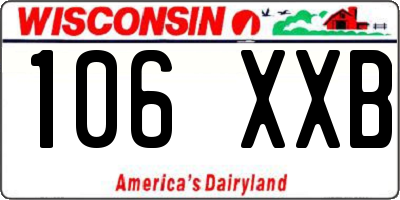 WI license plate 106XXB