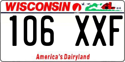 WI license plate 106XXF