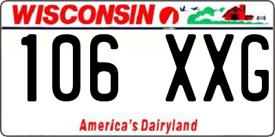 WI license plate 106XXG