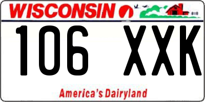 WI license plate 106XXK