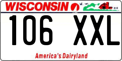 WI license plate 106XXL