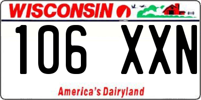 WI license plate 106XXN