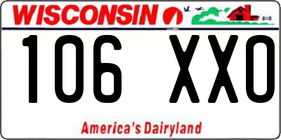 WI license plate 106XXO