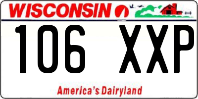 WI license plate 106XXP