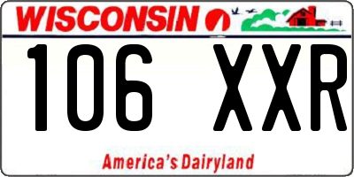 WI license plate 106XXR