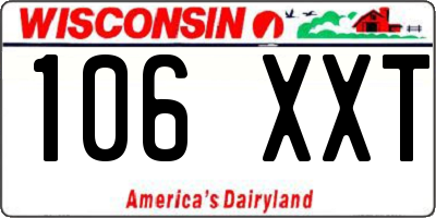 WI license plate 106XXT