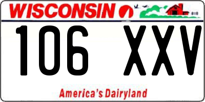 WI license plate 106XXV