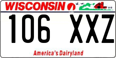 WI license plate 106XXZ
