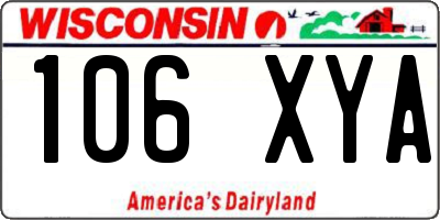 WI license plate 106XYA