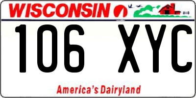 WI license plate 106XYC
