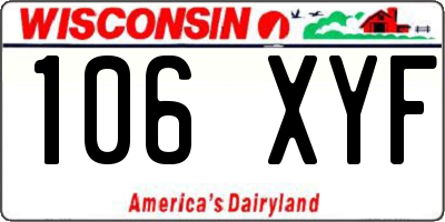 WI license plate 106XYF