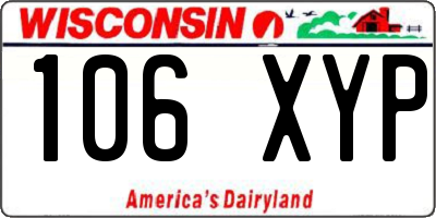 WI license plate 106XYP