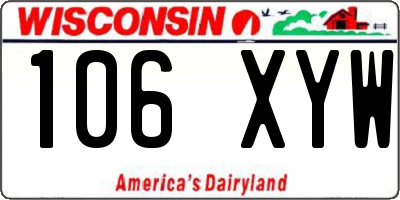 WI license plate 106XYW