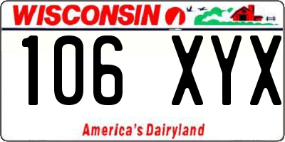 WI license plate 106XYX