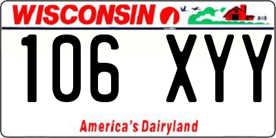 WI license plate 106XYY