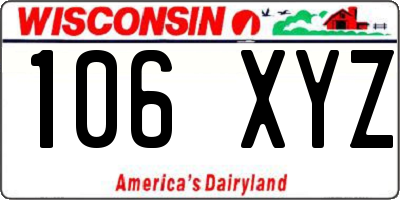 WI license plate 106XYZ