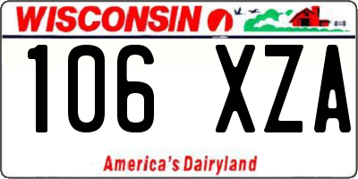 WI license plate 106XZA