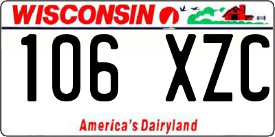 WI license plate 106XZC