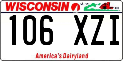 WI license plate 106XZI