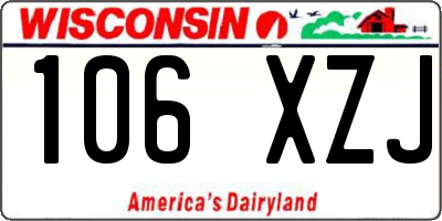 WI license plate 106XZJ