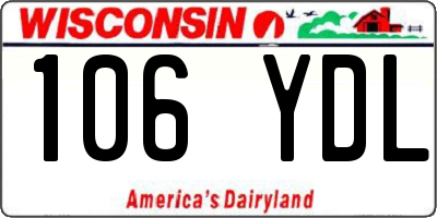 WI license plate 106YDL