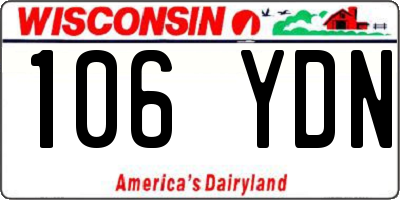 WI license plate 106YDN