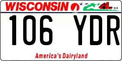 WI license plate 106YDR
