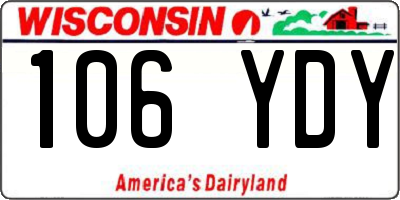 WI license plate 106YDY