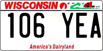 WI license plate 106YEA
