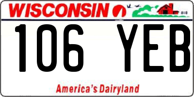 WI license plate 106YEB