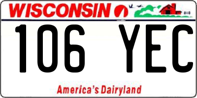 WI license plate 106YEC