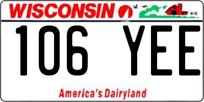 WI license plate 106YEE