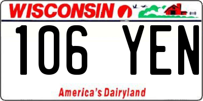 WI license plate 106YEN