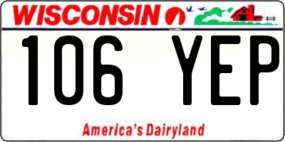 WI license plate 106YEP